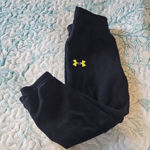 Under Armour (5) Kids Navy Joggers with Neon Logo